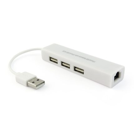 USB Hub No brand, USB 2.0 + Network adapter, 3 Ports, Λευκό - 12052